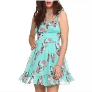 Royal Bones By Tripp Floral Skull Chiffon Dress. Xl